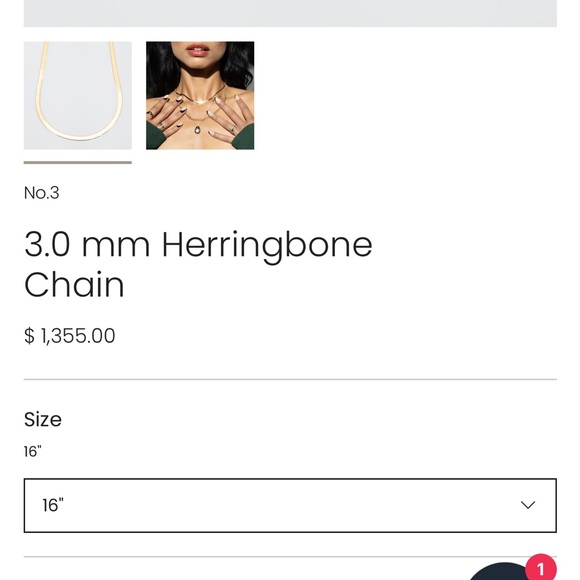 14k solid gold herringbone necklace. - Picture 2 of 4